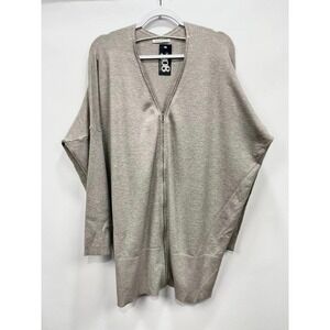 Staccato Sweater Womens Large Gray‎ Zip Cardigan Tunic Length Dolman Sleeve